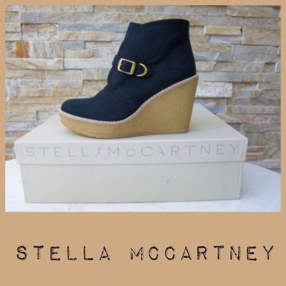 Stella McCartney Blk Platform Wedge Boots Size 5.5 - Picture 2 of 8